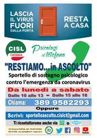EMERGENZA CORONAVIRUS, LA CISL ATTIVA LO SPORTELLO "RESTIAMO IN... ASCOLTO"